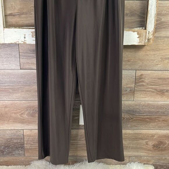 I.N. STUDIO Ladies Elastic Waist Stretch Dress Wider Leg Pants Size XL Brown - Picture 4 of 7